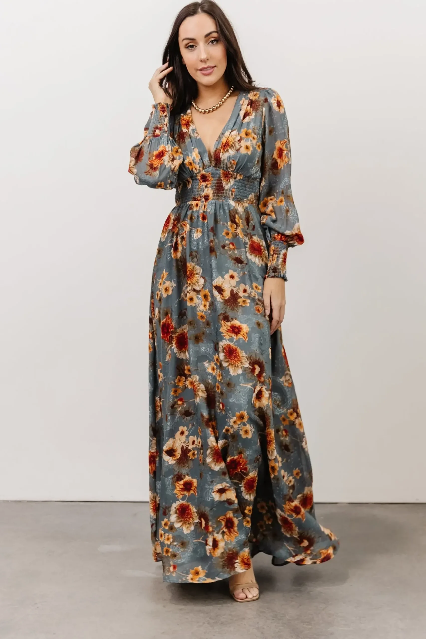 Baltic Born WEDDING SUITE|wedding guest|Olivia Maxi Dress | Slate + Rust Floral
