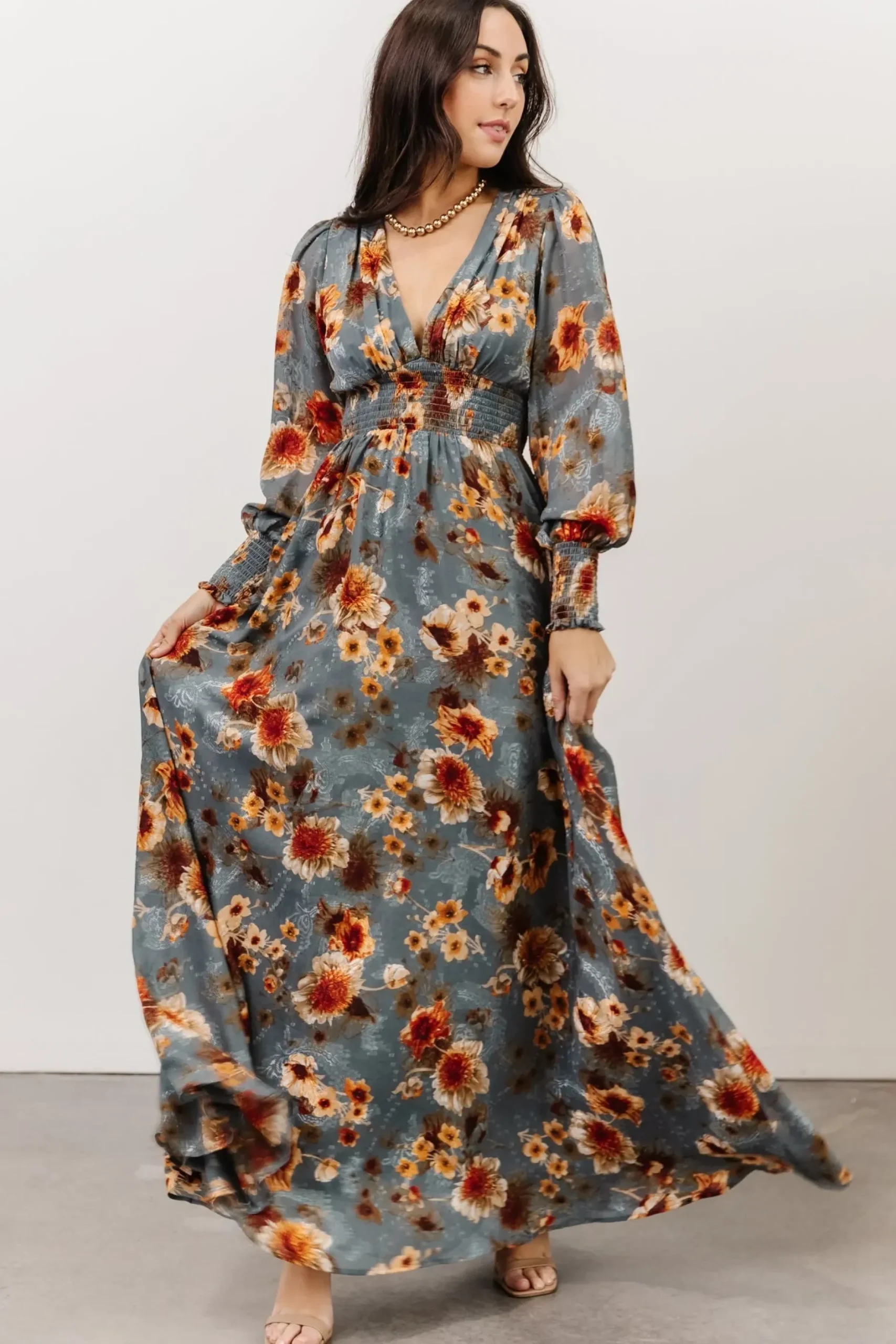 Baltic Born WEDDING SUITE|wedding guest|Olivia Maxi Dress | Slate + Rust Floral