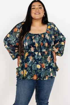 Baltic Born blouses + shirts|Ollie Smocked Top | Navy Multi