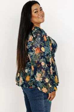Baltic Born blouses + shirts|Ollie Smocked Top | Navy Multi