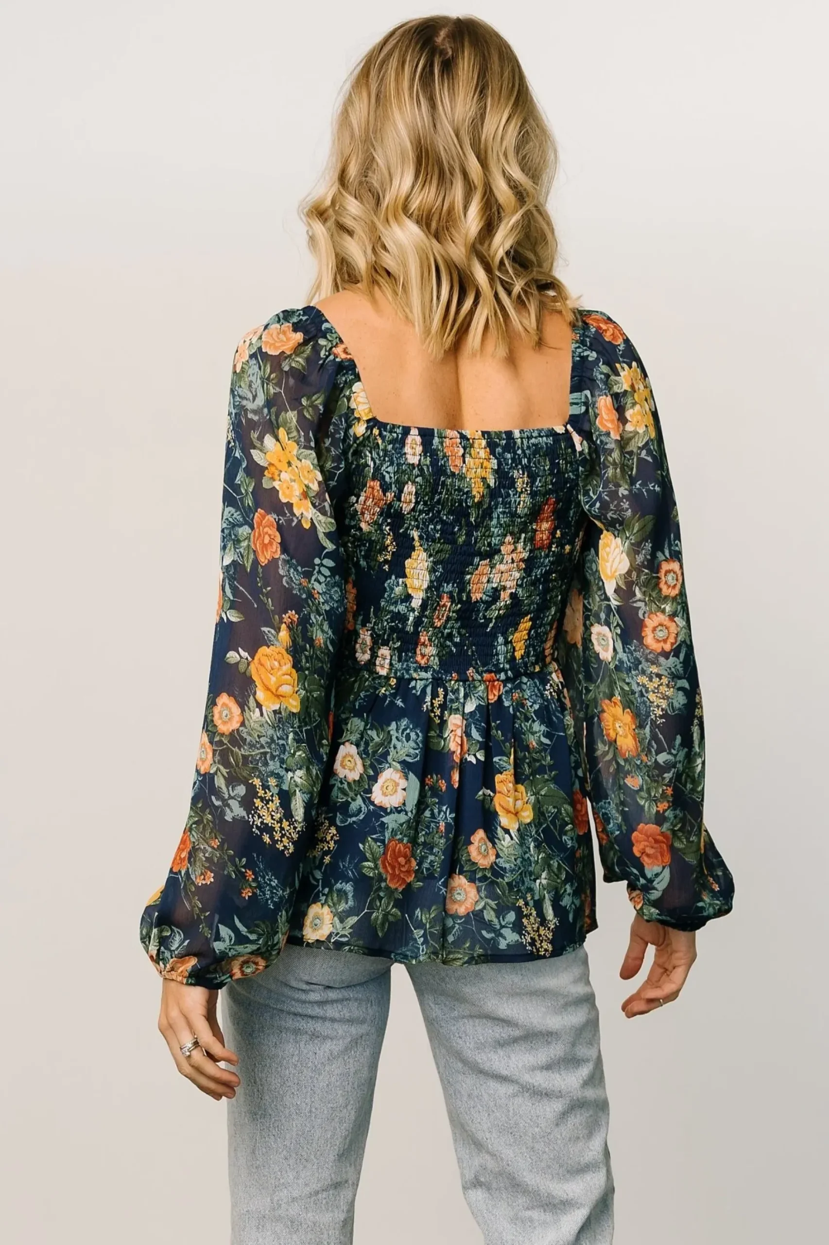 Baltic Born blouses + shirts|Ollie Smocked Top | Navy Multi