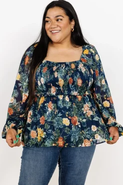 Baltic Born blouses + shirts|Ollie Smocked Top | Navy Multi