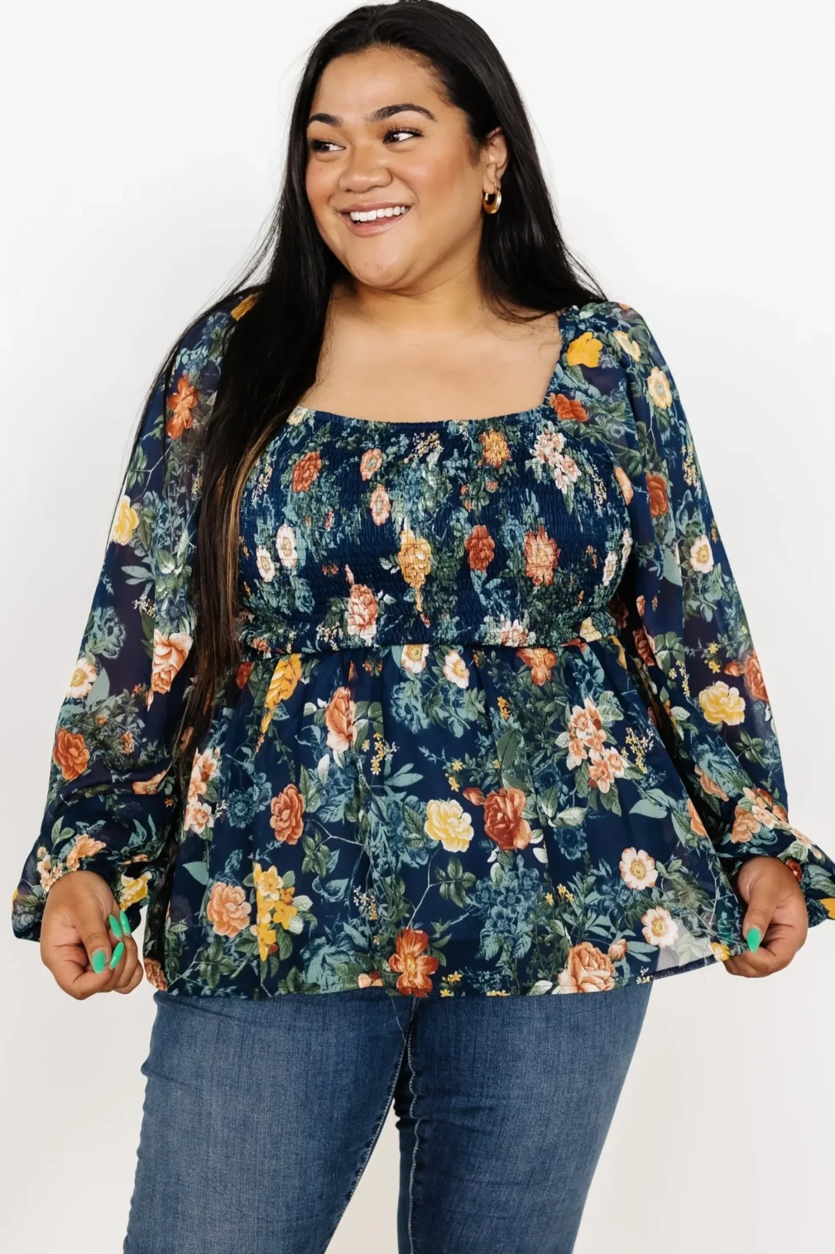 Baltic Born blouses + shirts|Ollie Smocked Top | Navy Multi