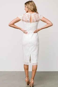 Baltic Born embellished + sequined|Oriana Embossed Shimmer Midi Dress | Off White