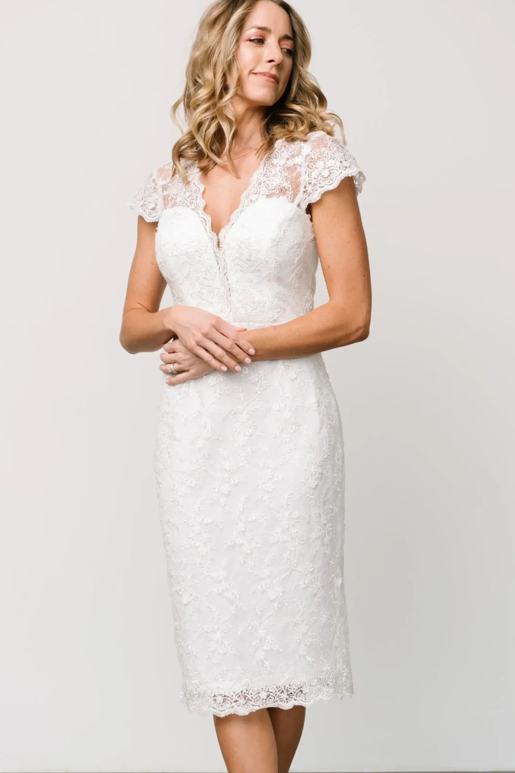 Baltic Born embellished + sequined|Oriana Embossed Shimmer Midi Dress | Off White