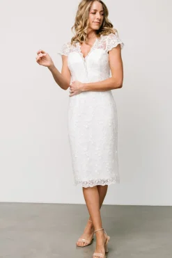 Baltic Born embellished + sequined|Oriana Embossed Shimmer Midi Dress | Off White