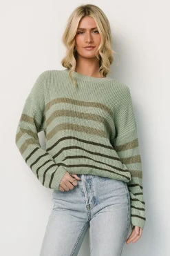 Baltic Born sweaters|Oslo Striped Sweater | Dusty Olive