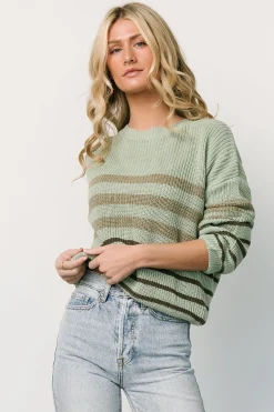 Baltic Born sweaters|Oslo Striped Sweater | Dusty Olive