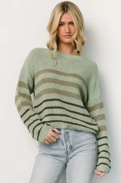 Baltic Born sweaters|Oslo Striped Sweater | Dusty Olive