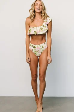 Baltic Born COMING SOON|Palma Ruffle Bikini Top | Green + Pink