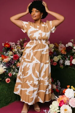 Baltic Born bump friendly|Palmer Tiered Maxi Dress | Camel + White