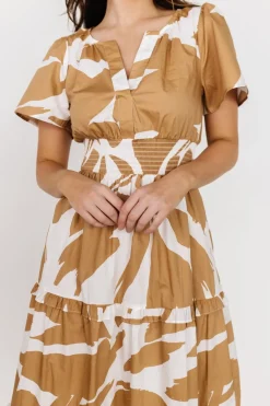 Baltic Born bump friendly|Palmer Tiered Maxi Dress | Camel + White