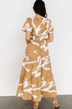 Baltic Born bump friendly|Palmer Tiered Maxi Dress | Camel + White