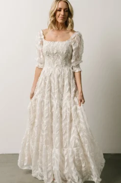 Baltic Born bump friendly|WINTER ESSENTIALS|Paloma Smocked Feather Maxi Dress | Off White