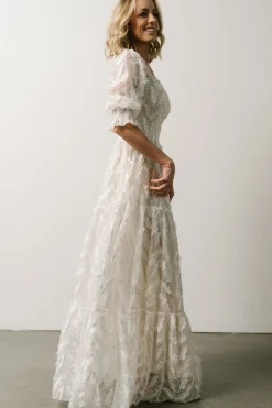 Baltic Born bump friendly|WINTER ESSENTIALS|Paloma Smocked Feather Maxi Dress | Off White
