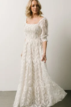 Baltic Born bump friendly|WINTER ESSENTIALS|Paloma Smocked Feather Maxi Dress | Off White