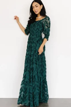 Baltic Born bump friendly|WINTER ESSENTIALS|Paloma Smocked Feather Maxi Dress | Emerald