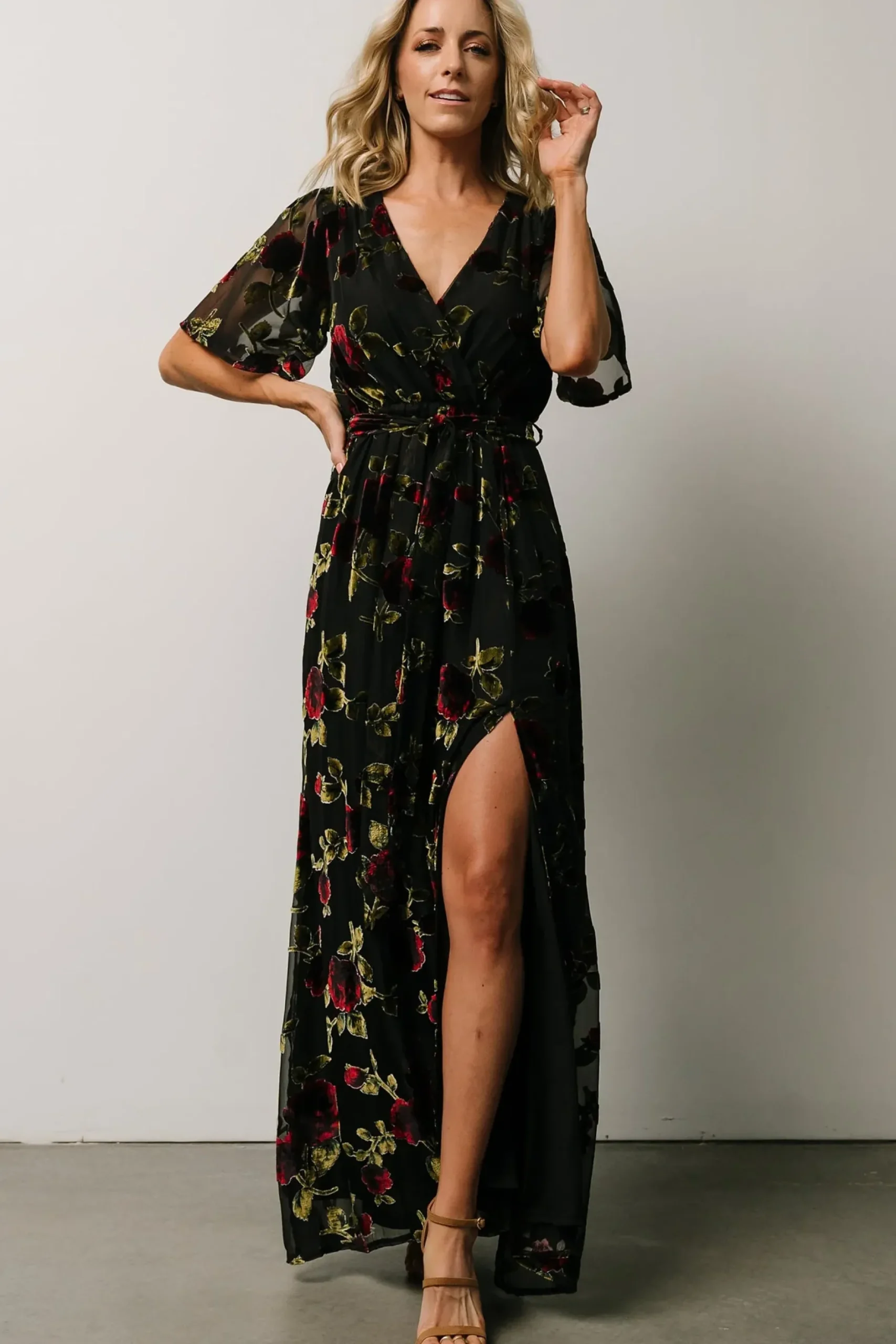 Baltic Born maxi dresses|WEDDING SUITE|Parisian Velvet Maxi Dress | Black Rose Floral