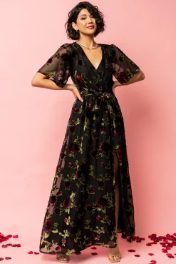 Baltic Born maxi dresses|WEDDING SUITE|Parisian Velvet Maxi Dress | Black Rose Floral