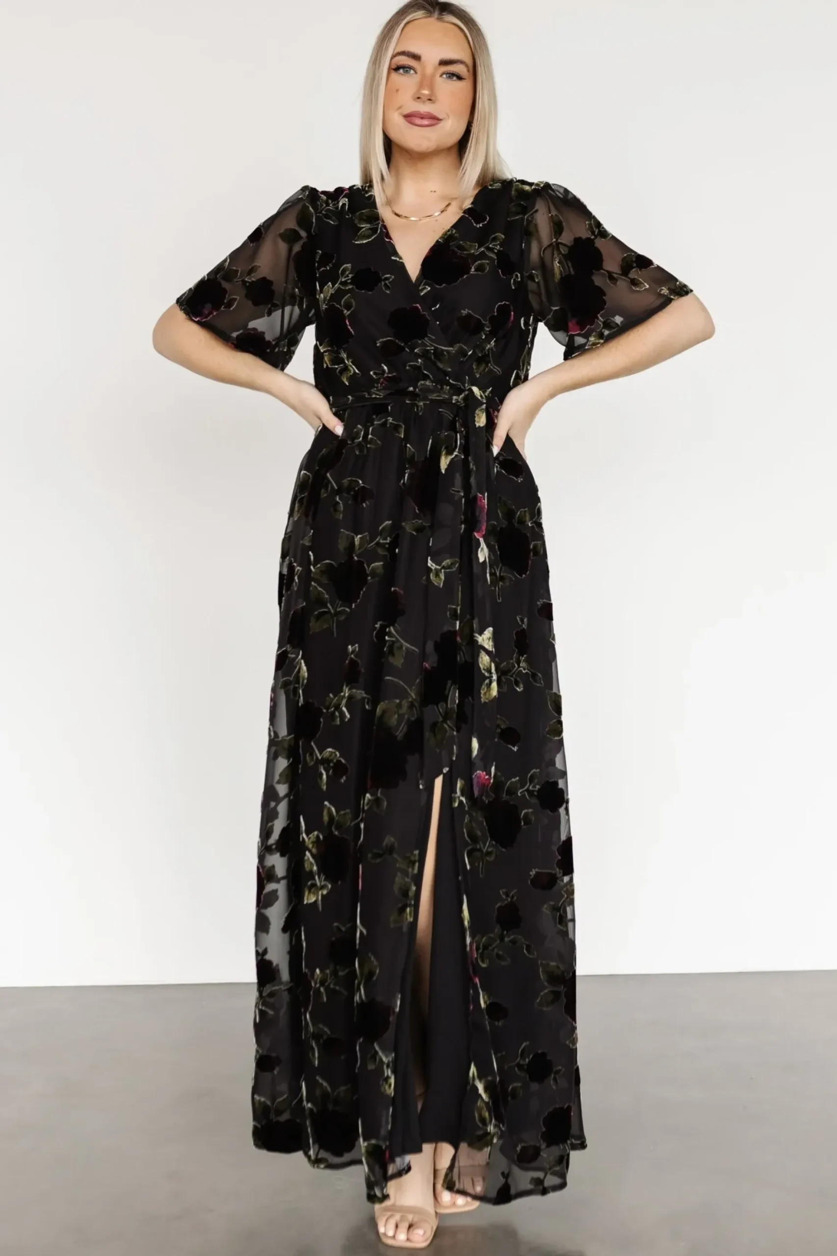 Baltic Born maxi dresses|WEDDING SUITE|Parisian Velvet Maxi Dress | Black Rose Floral