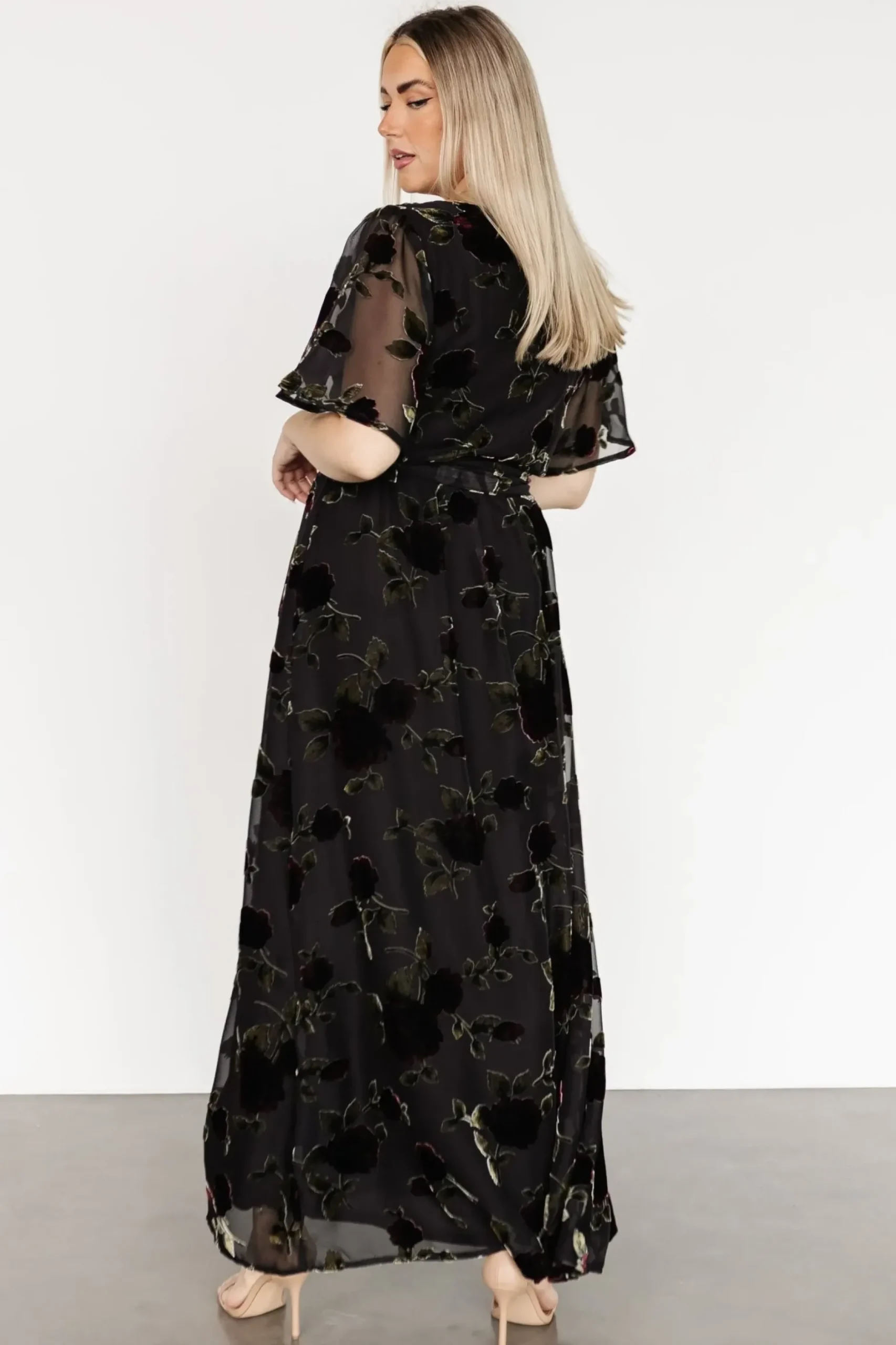 Baltic Born maxi dresses|WEDDING SUITE|Parisian Velvet Maxi Dress | Black Rose Floral