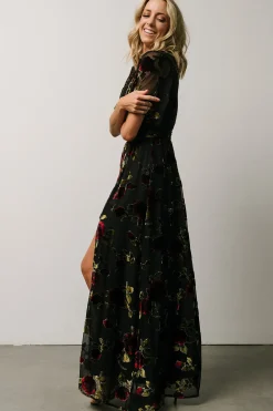 Baltic Born maxi dresses|WEDDING SUITE|Parisian Velvet Maxi Dress | Black Rose Floral