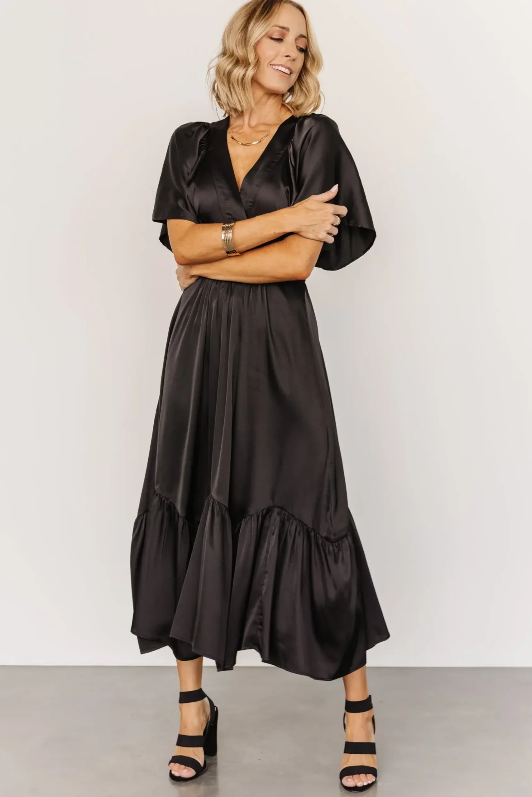 Baltic Born WINTER ESSENTIALS|Pasadena Satin Dress | Black