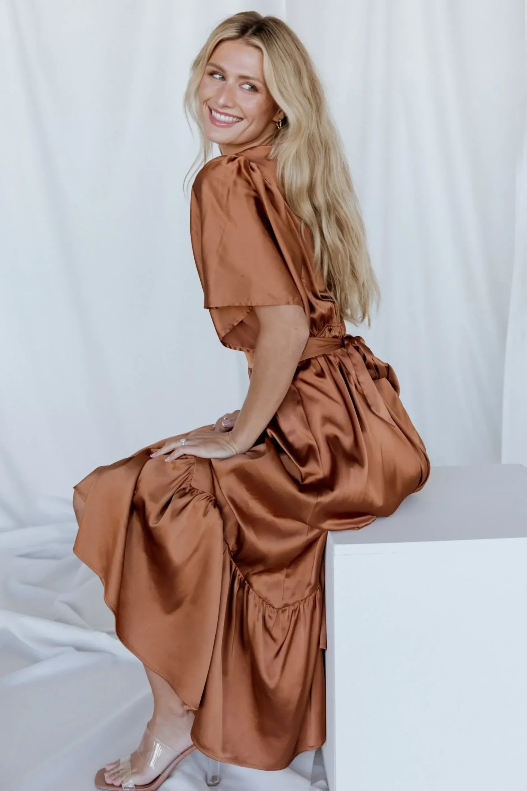 Baltic Born WINTER ESSENTIALS|Pasadena Satin Dress | Copper