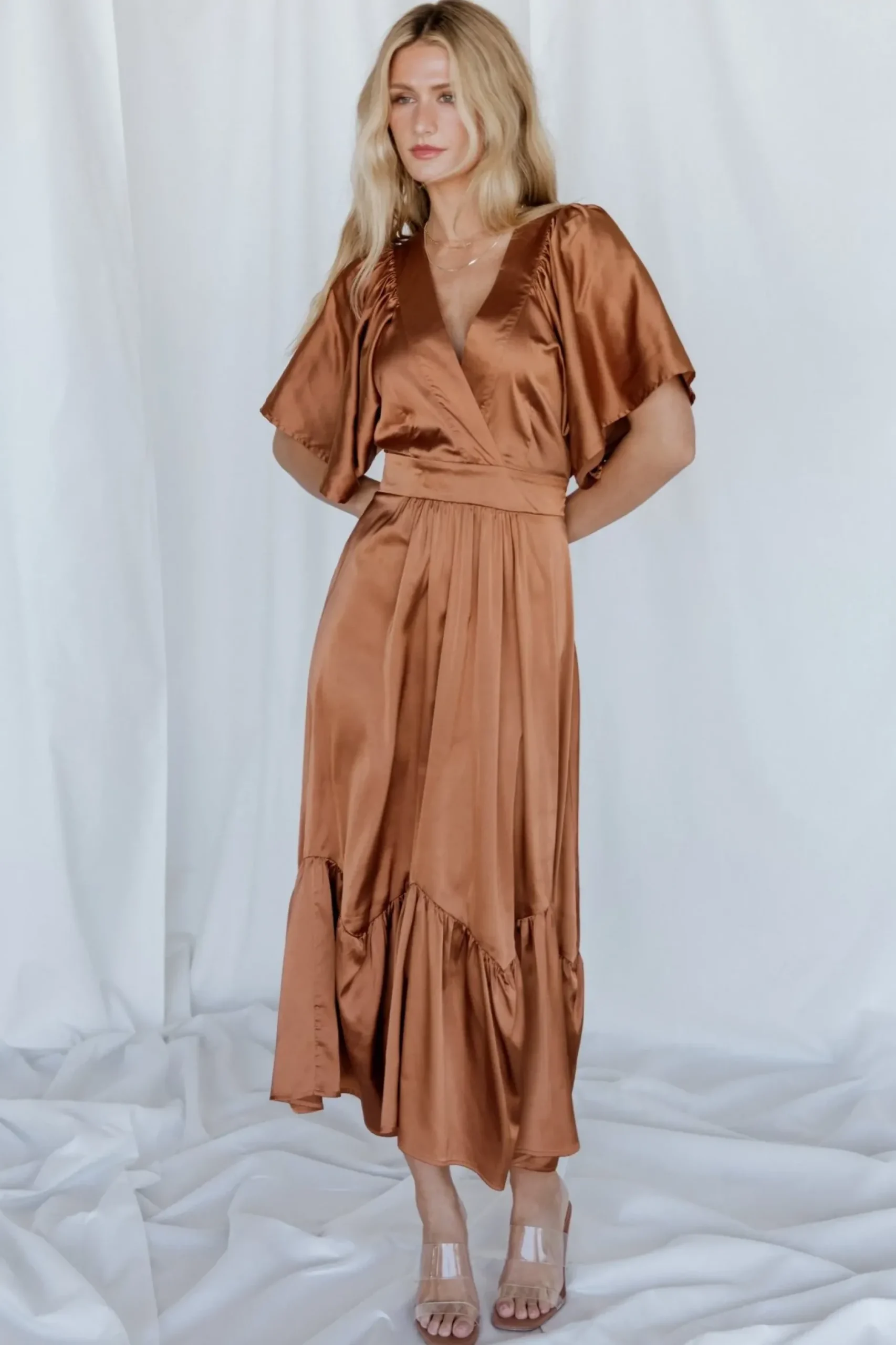 Baltic Born WINTER ESSENTIALS|Pasadena Satin Dress | Copper