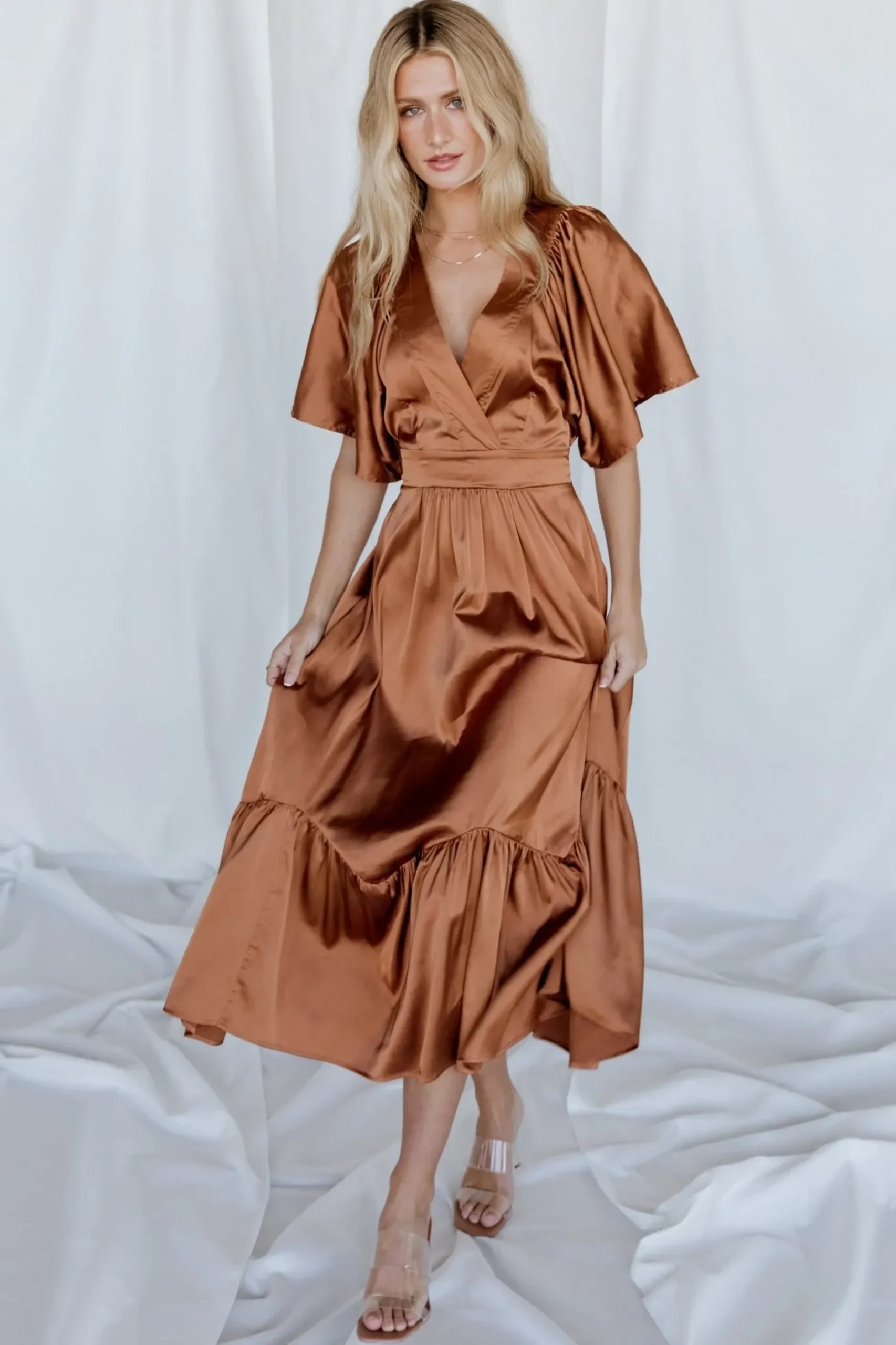 Baltic Born WINTER ESSENTIALS|Pasadena Satin Dress | Copper
