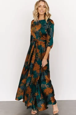 Baltic Born bump friendly|EXTENDED SIZING|Paula Satin Maxi Dress | Jade Multi
