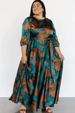 Baltic Born bump friendly|EXTENDED SIZING|Paula Satin Maxi Dress | Jade Multi