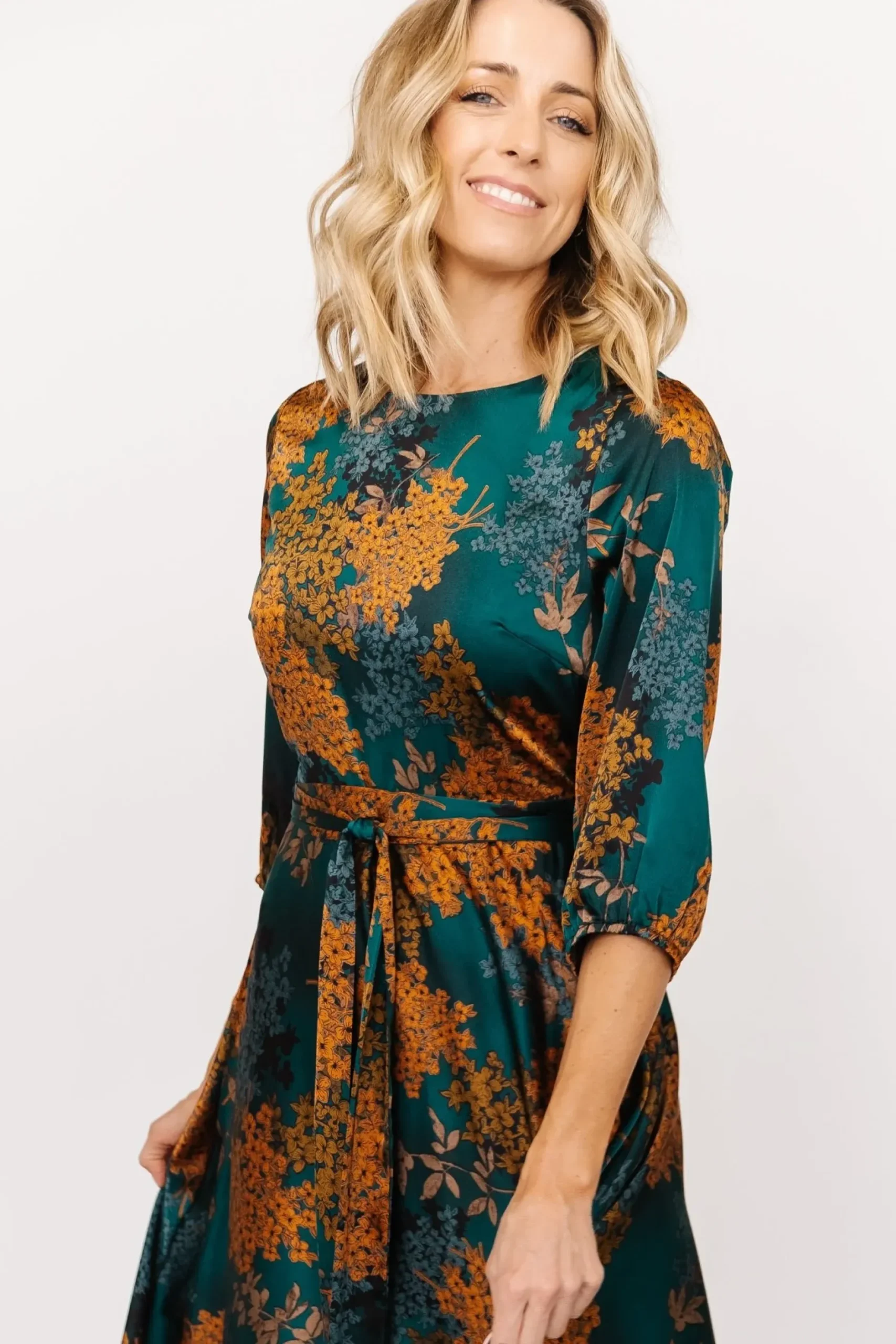 Baltic Born bump friendly|EXTENDED SIZING|Paula Satin Maxi Dress | Jade Multi