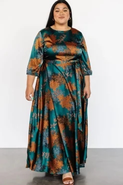 Baltic Born bump friendly|EXTENDED SIZING|Paula Satin Maxi Dress | Jade Multi
