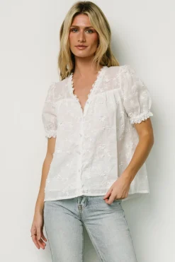 Baltic Born blouses + shirts|EXTENDED SIZING|Pauline Embossed Top | Off White