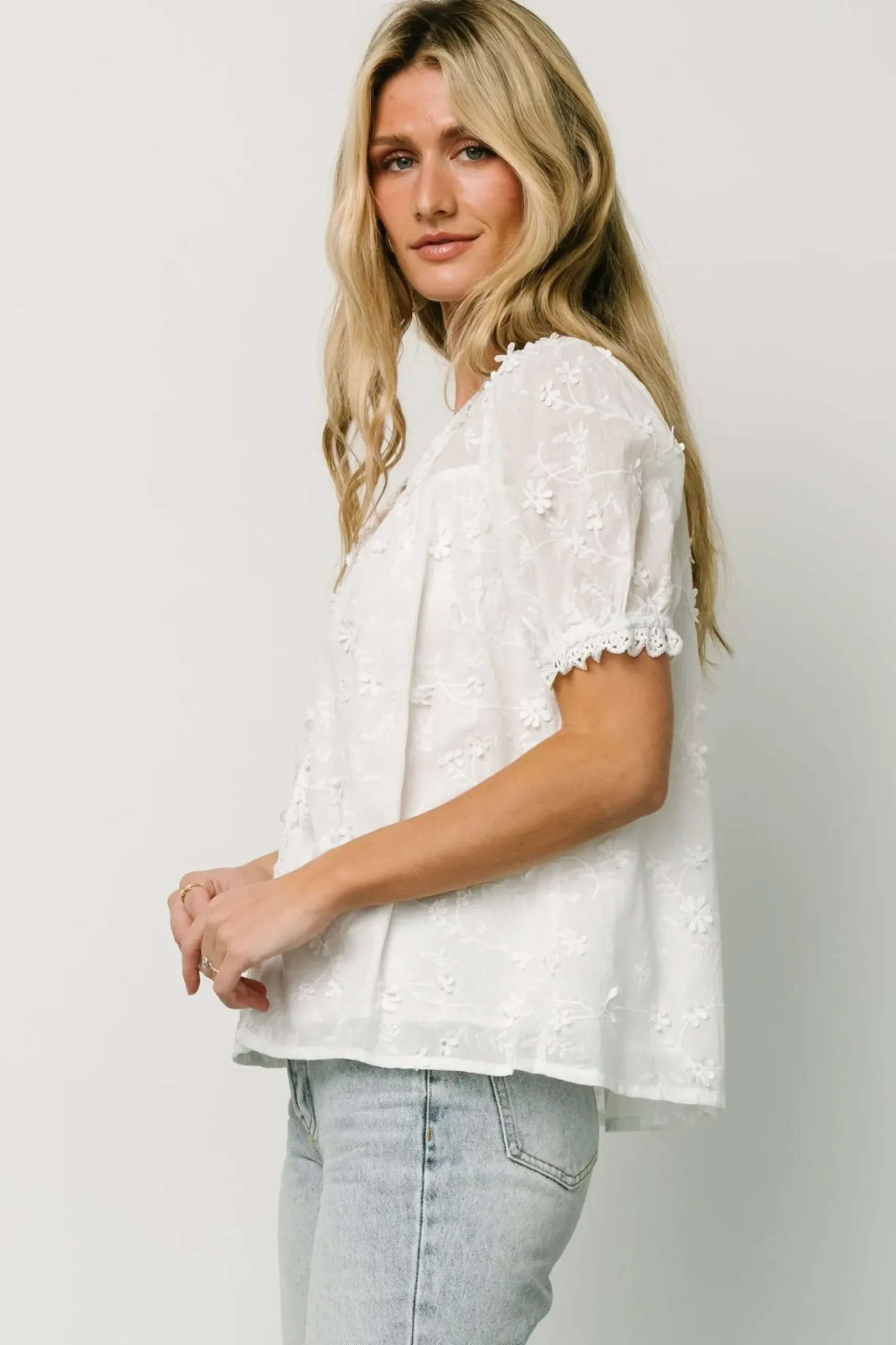 Baltic Born blouses + shirts|EXTENDED SIZING|Pauline Embossed Top | Off White