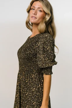 Baltic Born midi dresses|bump friendly|Pele Tiered Midi Dress | Black Floral