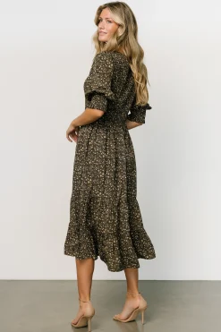 Baltic Born midi dresses|bump friendly|Pele Tiered Midi Dress | Black Floral