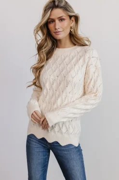 Baltic Born COMING SOON|Perle Eyelet Scallop Sweater | Cream