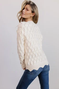 Baltic Born COMING SOON|Perle Eyelet Scallop Sweater | Cream