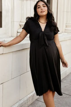 Baltic Born SALE|Poppy Satin Midi Dress | Black