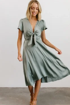 Baltic Born SALE|Poppy Satin Midi Dress | Eucalyptus