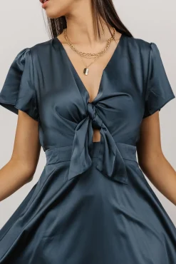 Baltic Born SALE|Poppy Satin Midi Dress | Midnight Blue