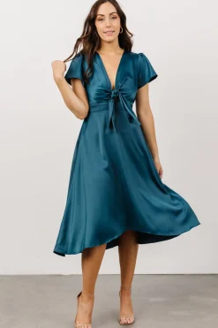 Baltic Born SALE|Poppy Satin Midi Dress | Persian Blue