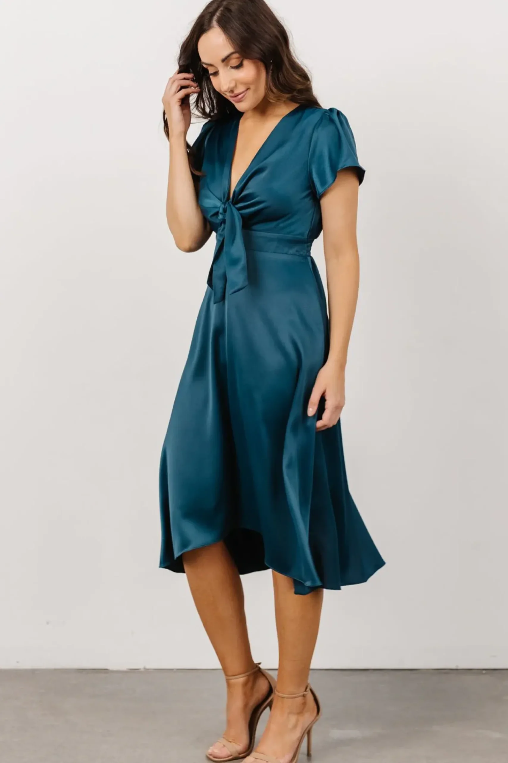 Baltic Born SALE|Poppy Satin Midi Dress | Persian Blue