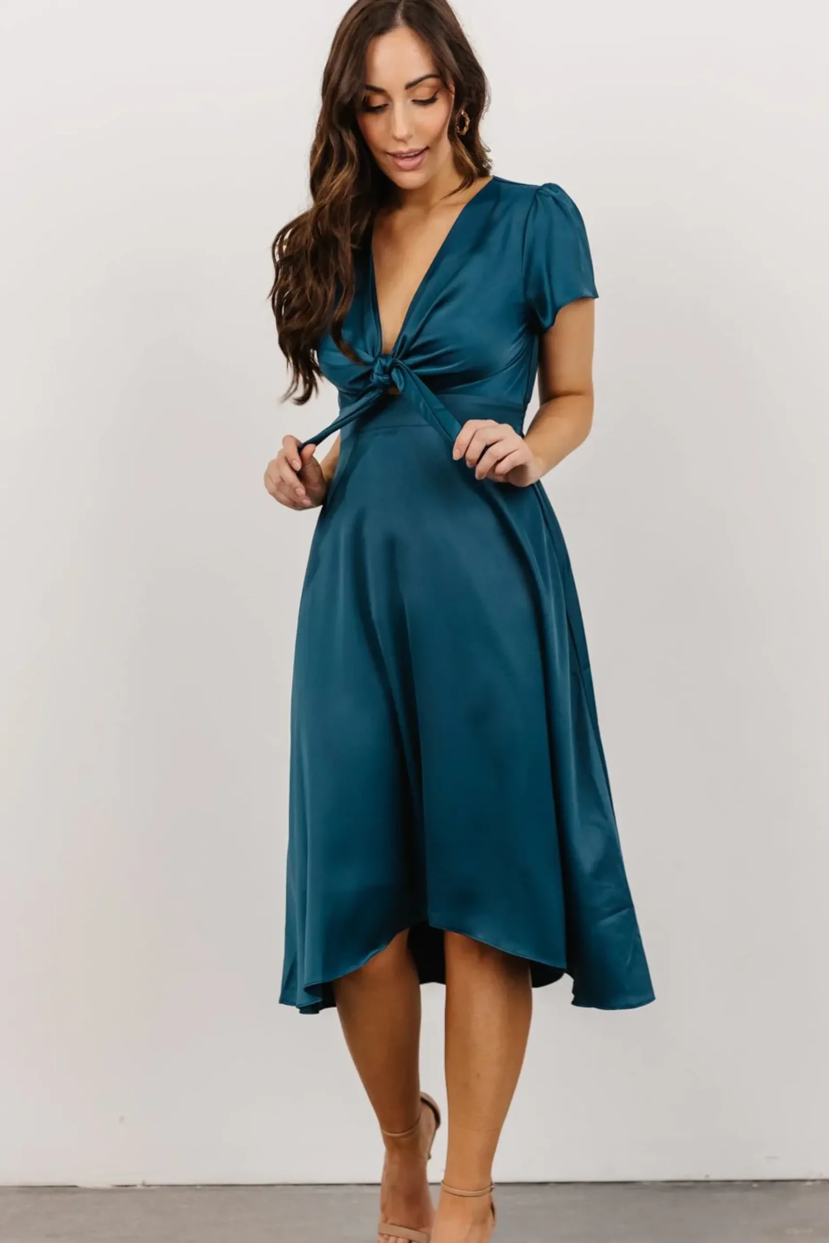 Baltic Born SALE|Poppy Satin Midi Dress | Persian Blue