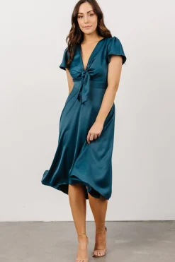 Baltic Born SALE|Poppy Satin Midi Dress | Persian Blue