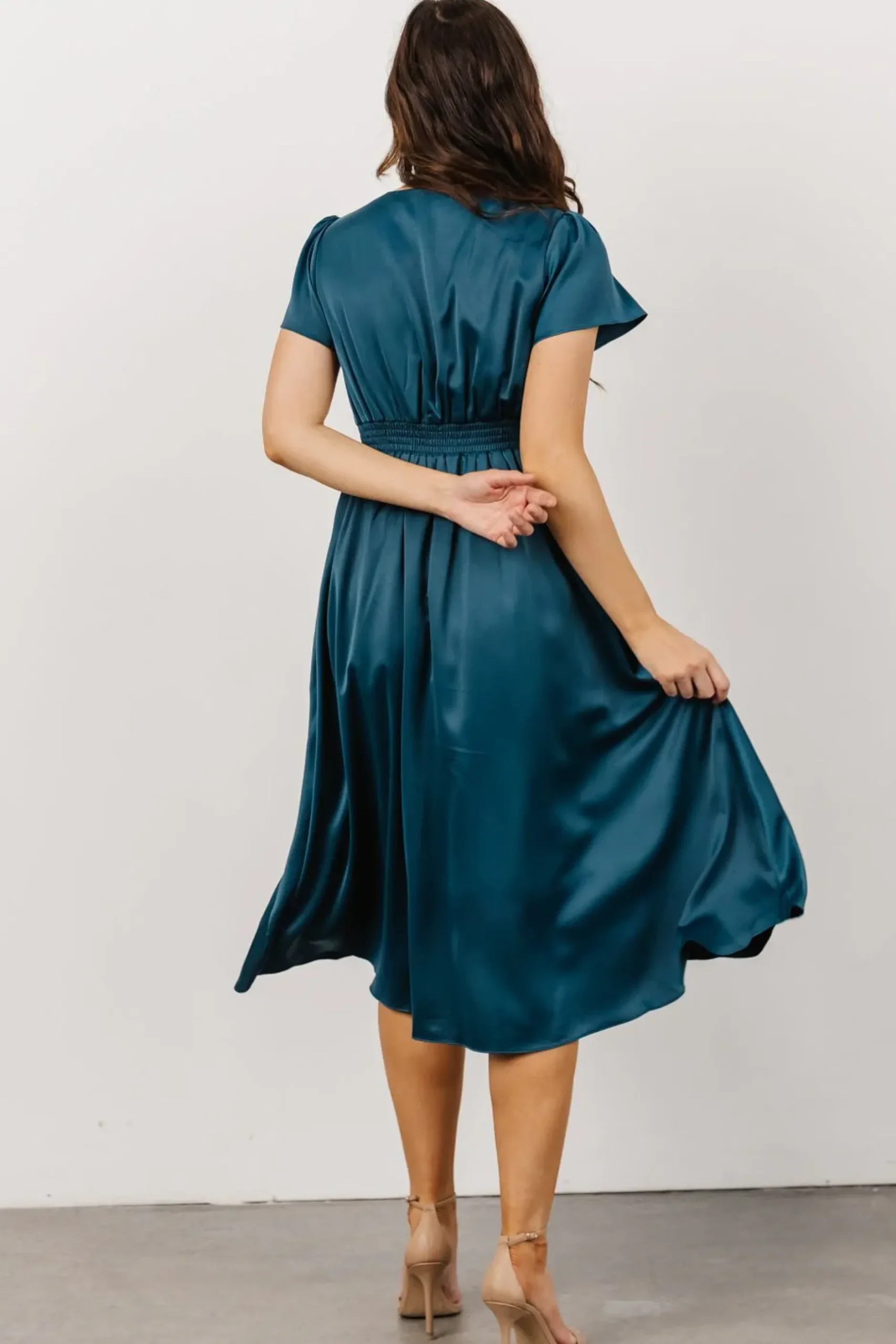 Baltic Born SALE|Poppy Satin Midi Dress | Persian Blue
