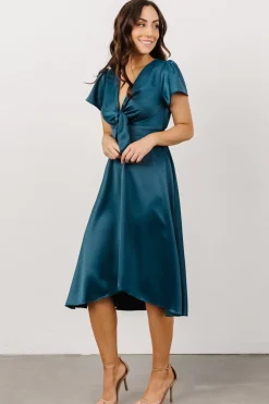 Baltic Born SALE|Poppy Satin Midi Dress | Persian Blue