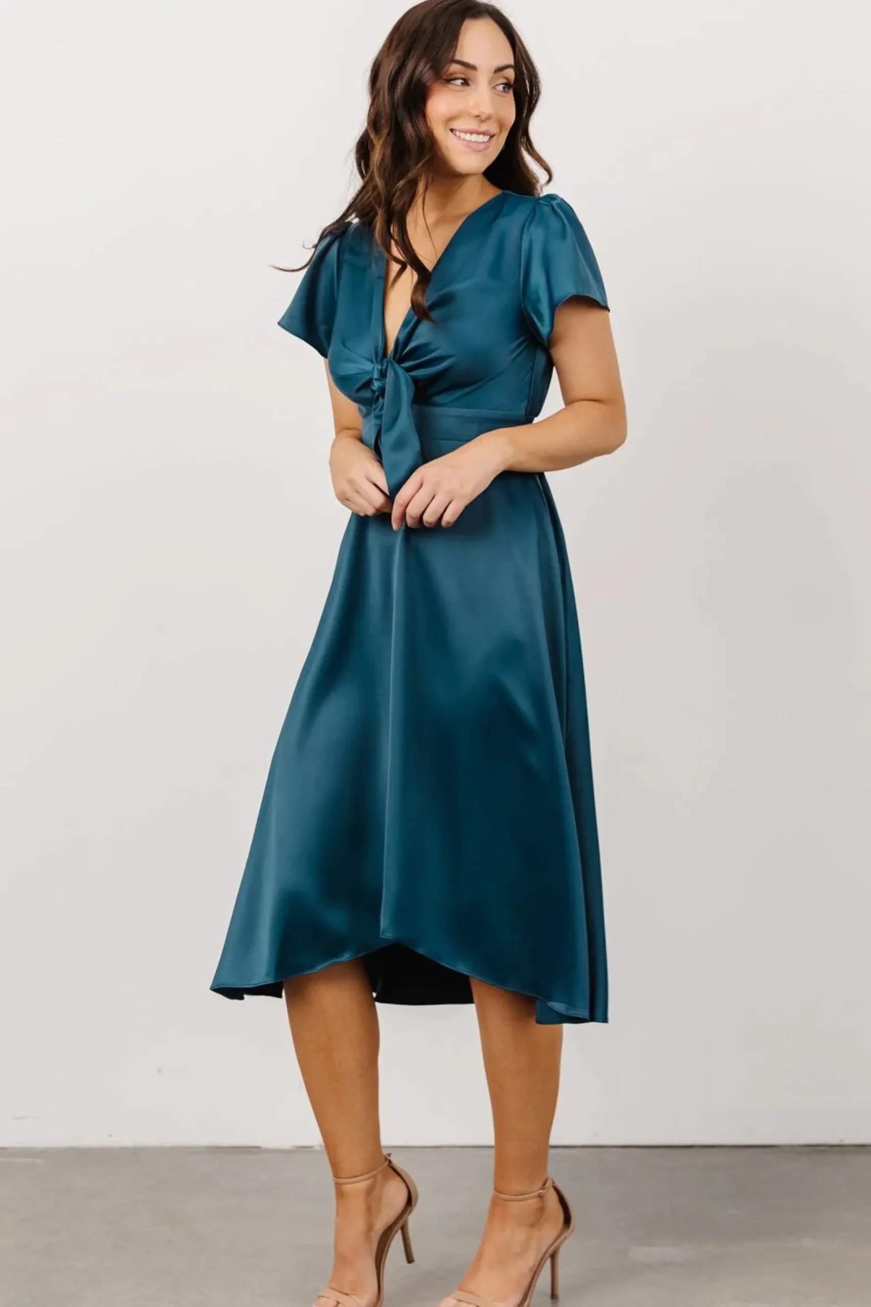 Baltic Born SALE|Poppy Satin Midi Dress | Persian Blue
